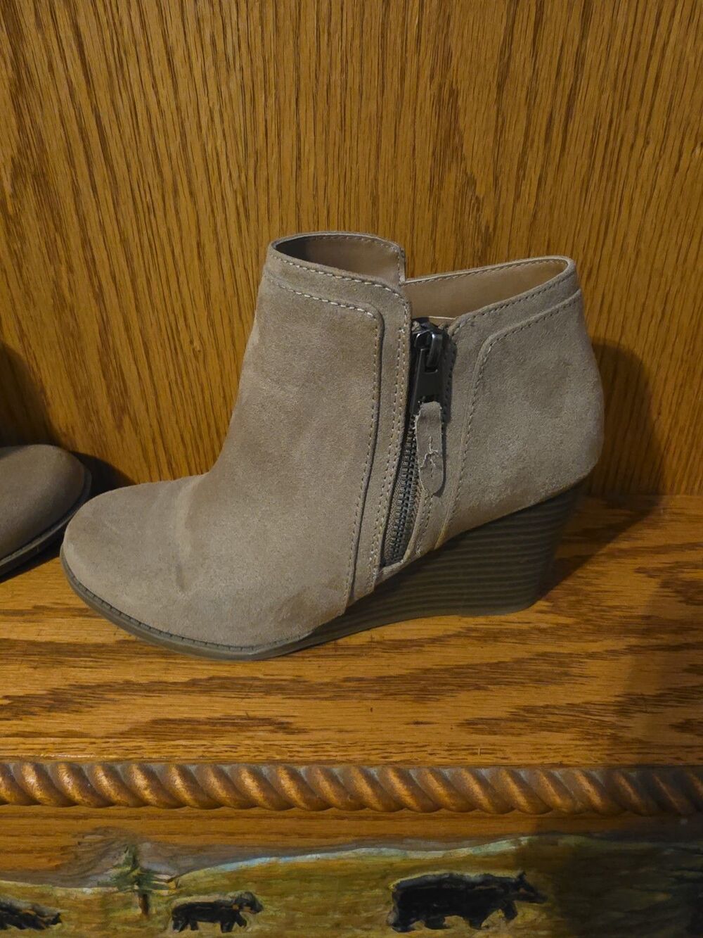 Time And True Tan Faux Suede Ankle Boots Womens Size 6.5 - Picture 8 of 11